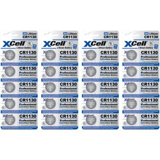 20x XCell Lithium-Knopfzelle CR1130 (4x 5er-Blister)