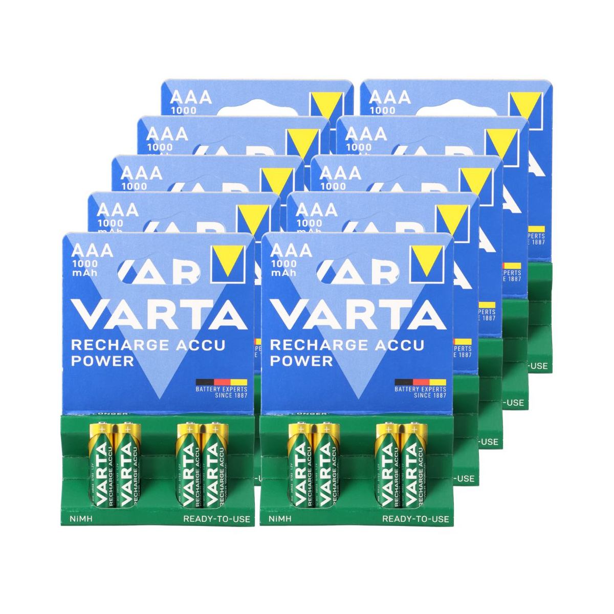 40x Varta Ready2Use AAA Micro Akku Ni-MH 1,2V 1000mAh (10x 4er Blister)