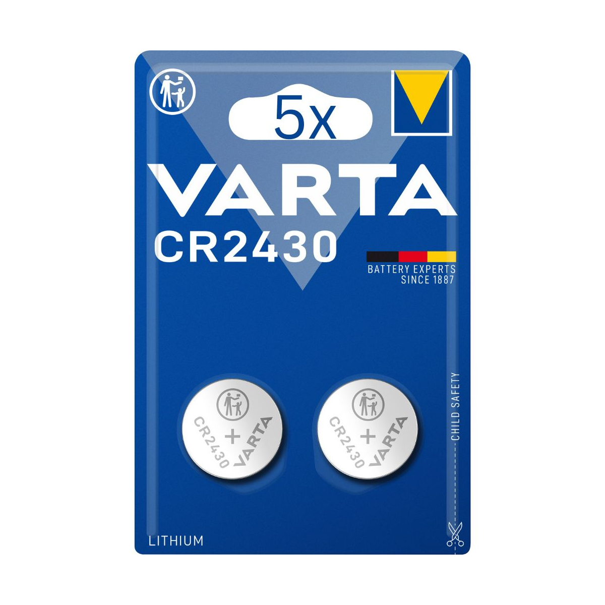 10x Varta CR2430 3V Lithium Knopfzelle - 5x 2er Blister