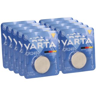 10x VARTA CR 2450 Lithium-Knopfzelle 3V