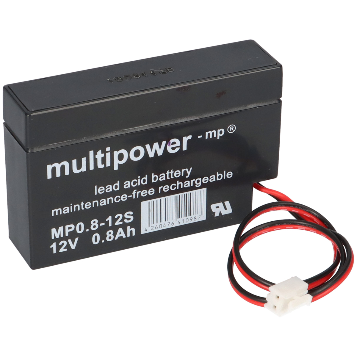 Multipower Blei-Akku MP0,8-12JST Pb 12V 0,8Ah Kabel mit JST-Buchse