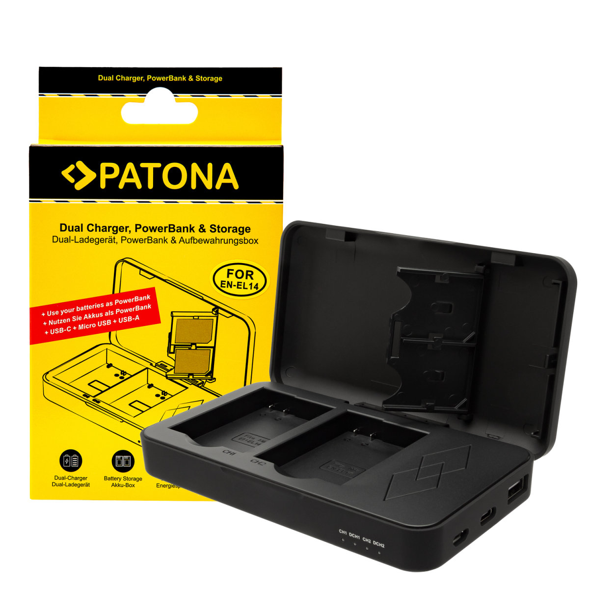PATONA Dual Ladegerät für Nikon EN-EL14 P7000 P7100