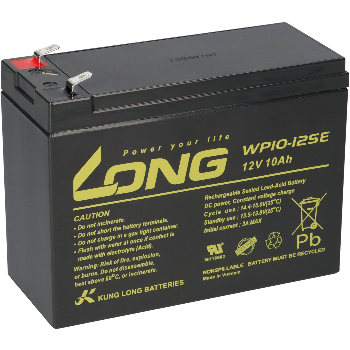 Kung Long Akku 12V 10Ah Pb Batterie Bleigel WP10-12SE zyklenfest