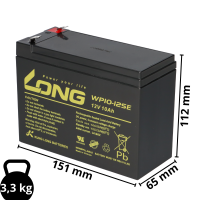 Kung Long WP10-12SE 12V 10Ah AGM Bleiakku F2 6,3mm zyklenfes