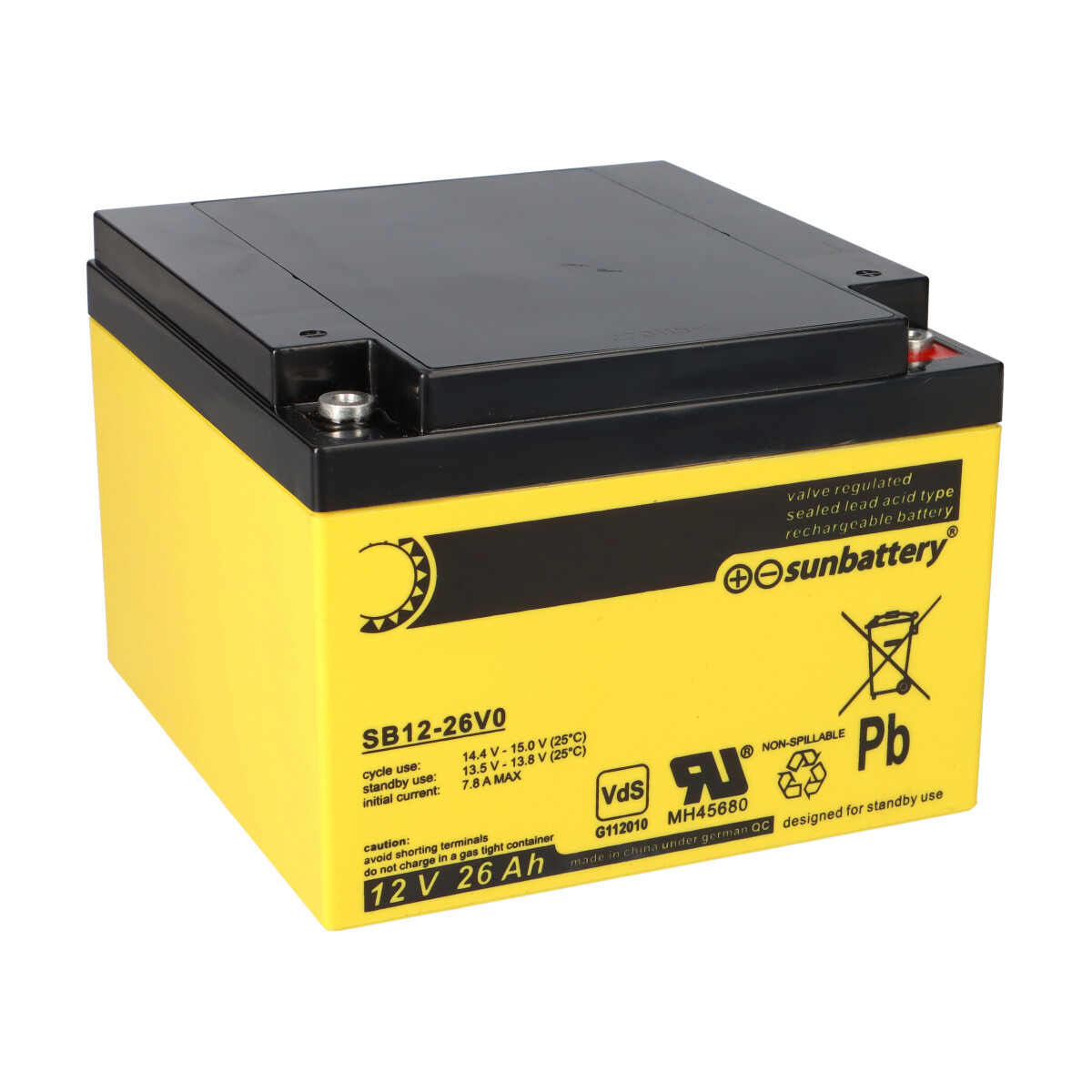 AGM Ersatzakku 12V 26Ah für SSB SBL26-12i – SUN Battery kompatibel