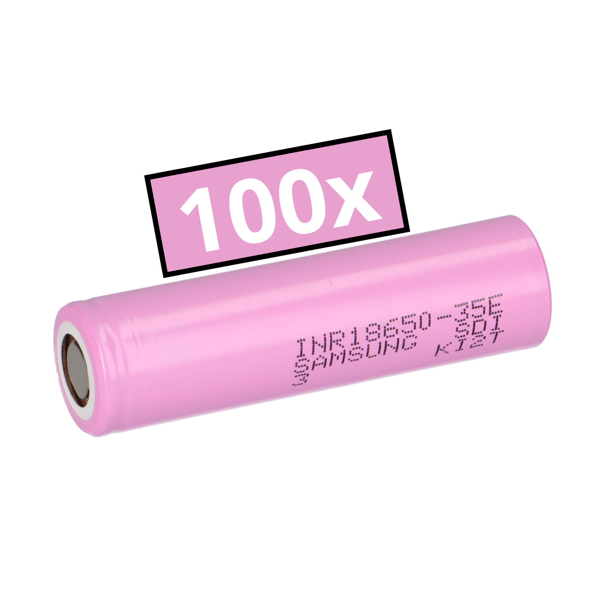 100× Samsung INR18650-35E – 18650 Li-Ion 3,7 V 3500 mAh (Flat-Top, ungeschützt)