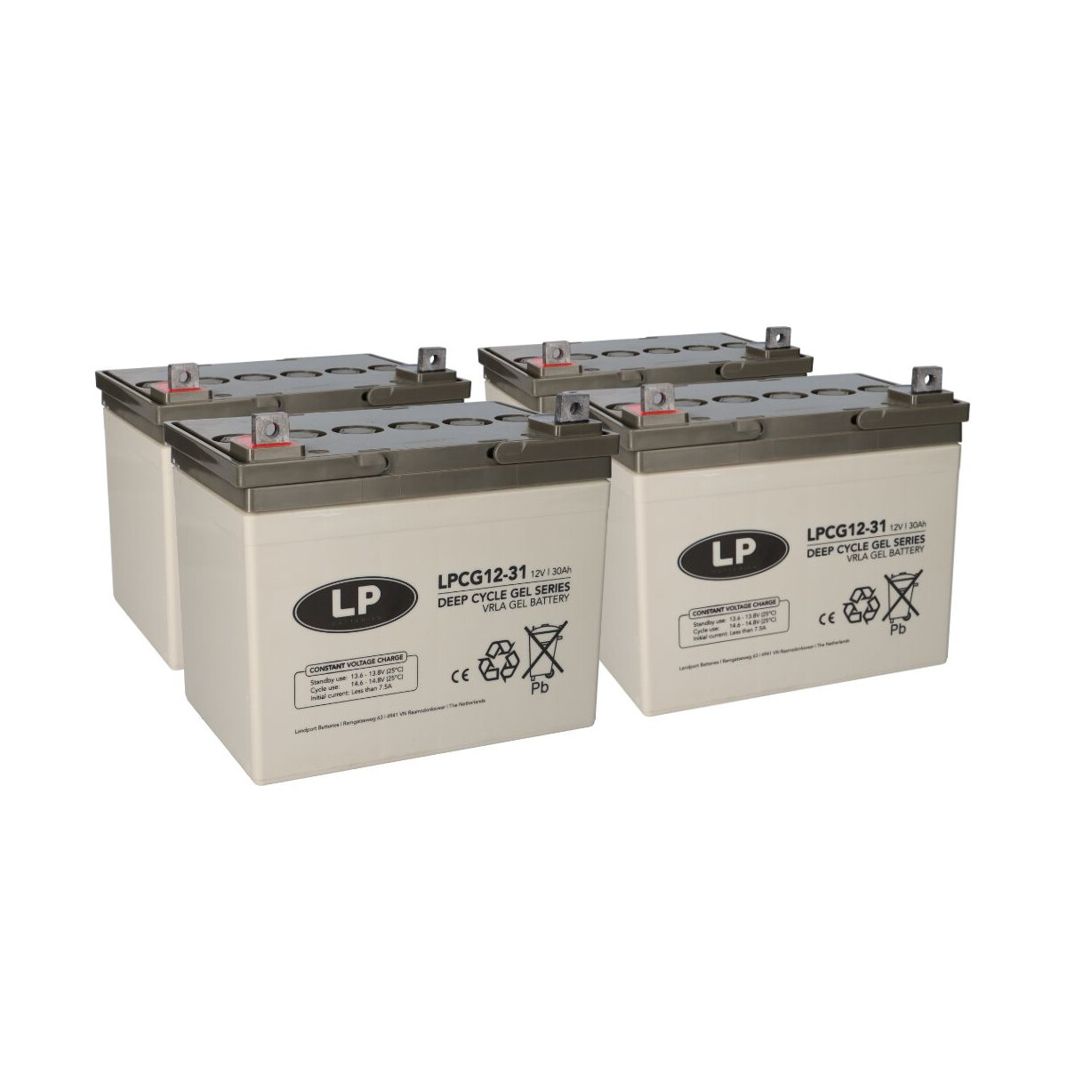 Bleigel Akku 4x 12V 30Ah kompatibel zu Rollstuhl E-Mobil Seniorenmobil u.a.