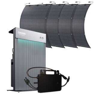 Zendure Balkonkraftwerk Speicher AiO 2,4 kWh + Mikrowechselrichter 800W + 4x flexibles Solarpanel