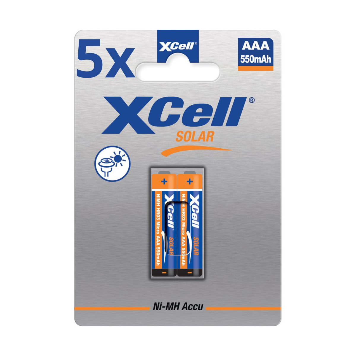 10x XCell Solar Akkus X550AAA Micro Ni-MH 1,2V 550mAh (5x 2er Blister)