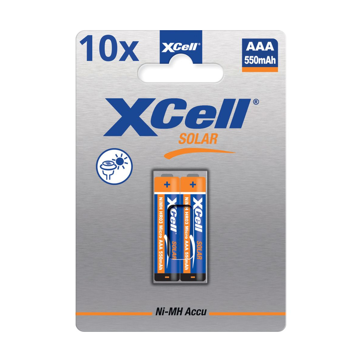 20x XCell Solar Akkus X550AAA Micro Ni-MH 1,2V 550mAh (10x 2er Blister)
