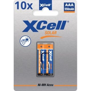 20x XCell Solar Akkus X550AAA Micro Ni-MH 1,2V 550mAh 10x 2er Blister