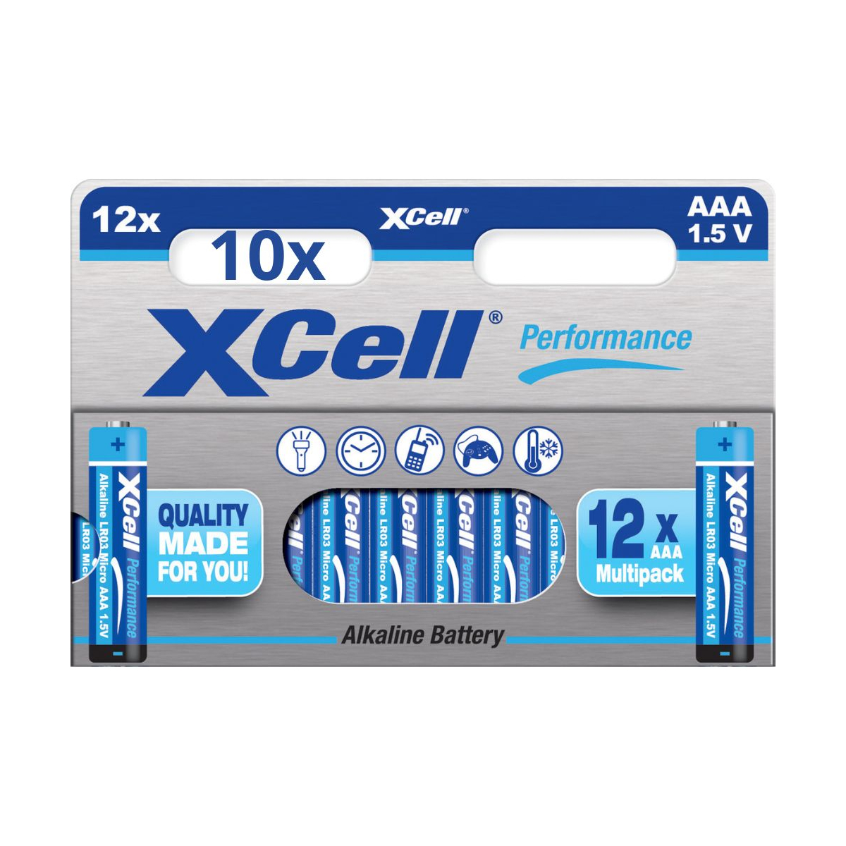 120x Batterien XCell Performance 1,5V LR03 AAA AlMn (10x 12er Blister)