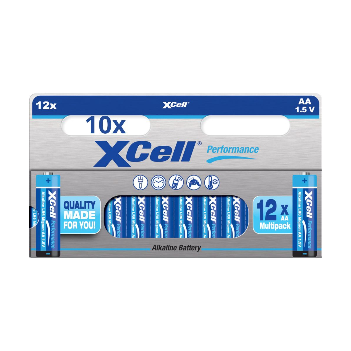120x Batterien XCell Performance 1,5V LR6 AA AlMn (10x 12er Blister)