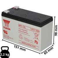 4x Yuasa NP7-12L AGM-Bleiakku je 12V 7Ah VdS – Faston 