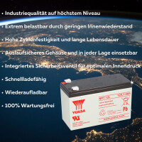 4x Yuasa NP7-12L AGM-Bleiakku je 12V 7Ah VdS – Faston 