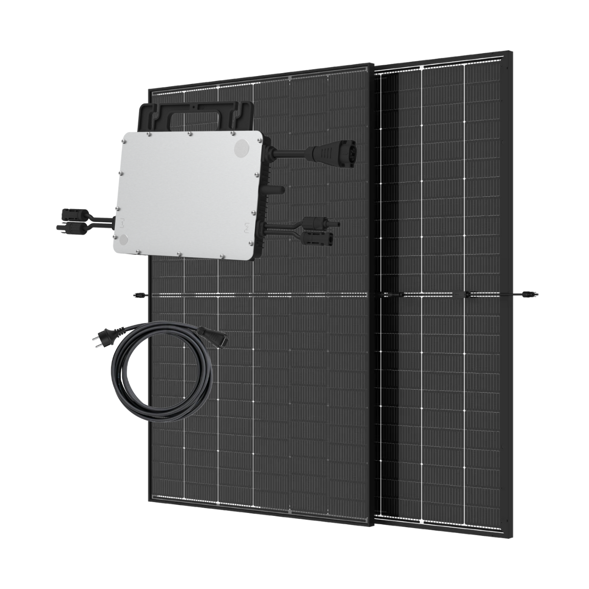 Balkonkraftwerk 890Wp 2×445Wp Trina Bifazial Black Frame + Hoymiles HMS-800W-2T WLAN 0% MwSt nach §12 Abs. 3 UstG