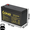 4x Kung Long VdS WP7.2-12A F1, 12V, 7,2 Ah Blei AGM Akku 4,8mm Faston