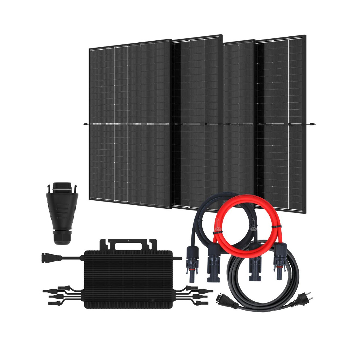 Balkonkraftwerk 1840Wp 4x Marken Solar Modul Hoymiles HMS-1600 Wechselrichter Komplettset Bifazial 0% MwSt nach §12 Abs. 3 UstG
