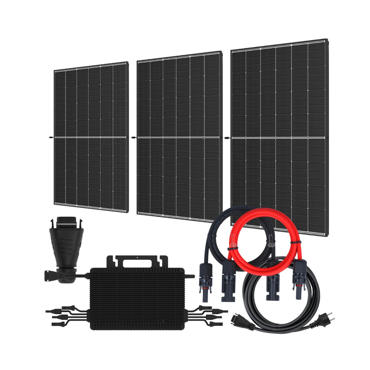 Balkonkraftwerk 1305Wp 3x Trina Solar Modul Hoymiles HMS-1600W Wechselrichter Komplettset Black Frame 0% MwSt nach §12 Abs. 3 UstG