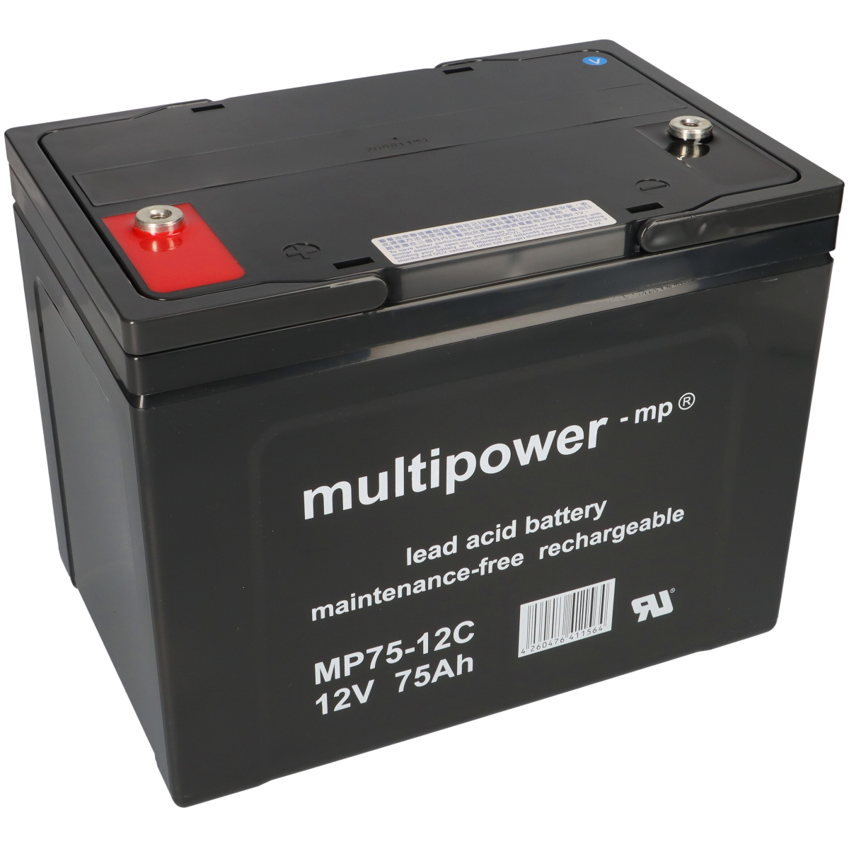 Multipower Blei-Akku MP75-12C Pb 12V 75Ah Zyklenfest, M6 Innengewinde