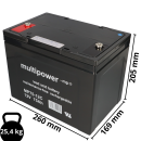 Multipower Blei-Akku MP75-12C Pb 12V 75Ah Zyklenfest, M6 Innengewinde