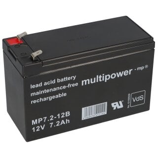 Multipower Blei Akku MP7,2-12B Pb 12V 7,2Ah VdS G109009 AGM