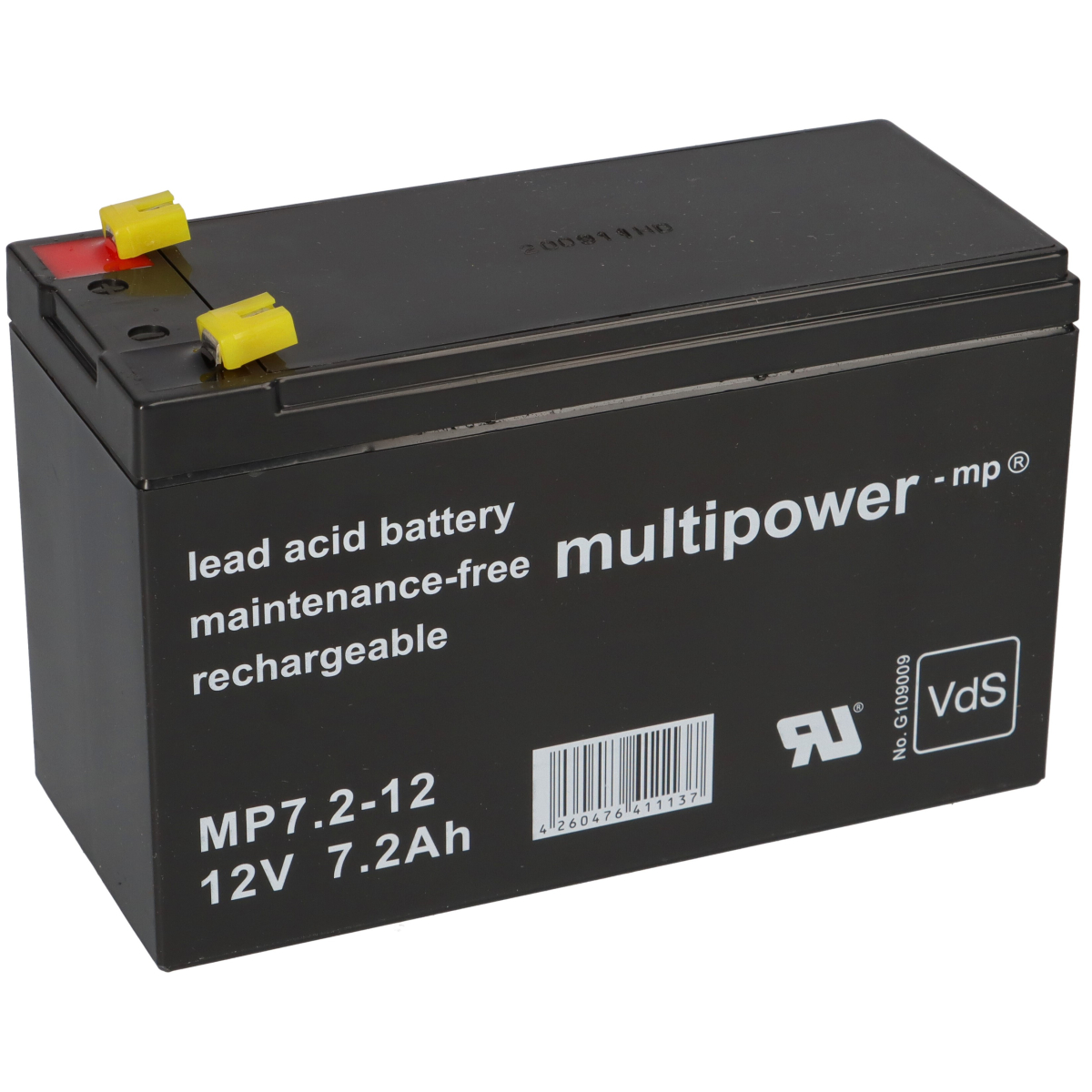 Multipower Blei-Akku MP7,2-12 Pb 12V / 7,2Ah VdS G109009, Faston 4,8