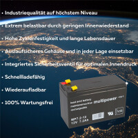 Multipower MP7,2-12 AGM Bleiakku 12V 7,2Ah Faston 4,8 mm f&u