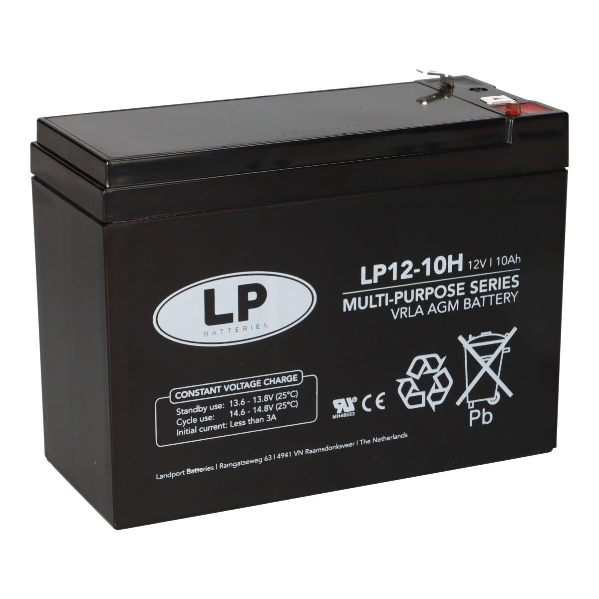 Landport LP12-10H T2 12V 10Ah AGM Bleiakku 6,3 mm Faston