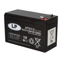 Landport LP12-7.2 T2 12V 7,2Ah AGM Bleiakku VdS 6,3 mm Fasto