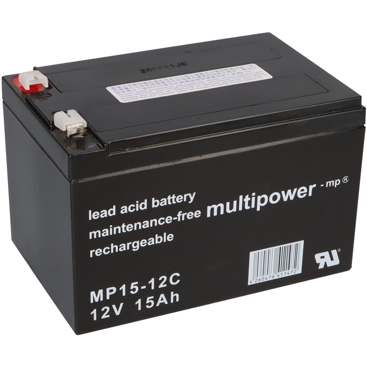 Multipower Blei-Akku MP15-12C Pb 12V 15Ah Zyklenfest, Faston 6,3