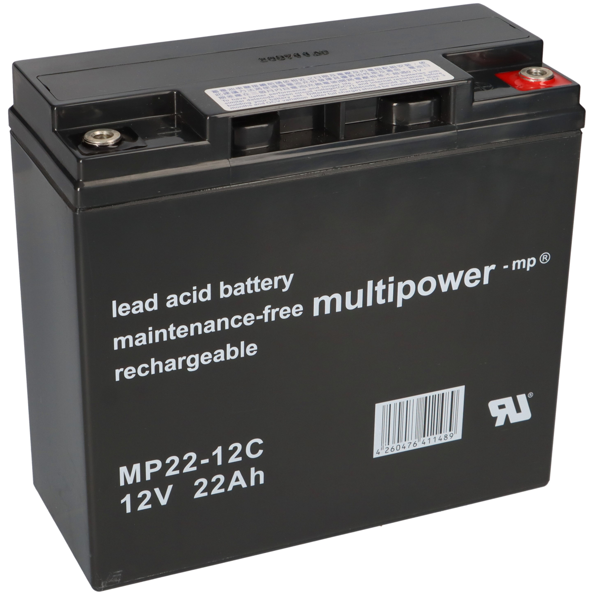 Multipower Blei-Akku MP22-12C Pb 12V 22Ah zyklenfest M6 Innengewinde