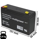 Multipower Blei Akku MP12 6 Pb 6V 12Ah AGM