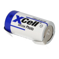 XCell CR123A Lithium Batterie 3V 1550 mAh mit U-Lötfahn