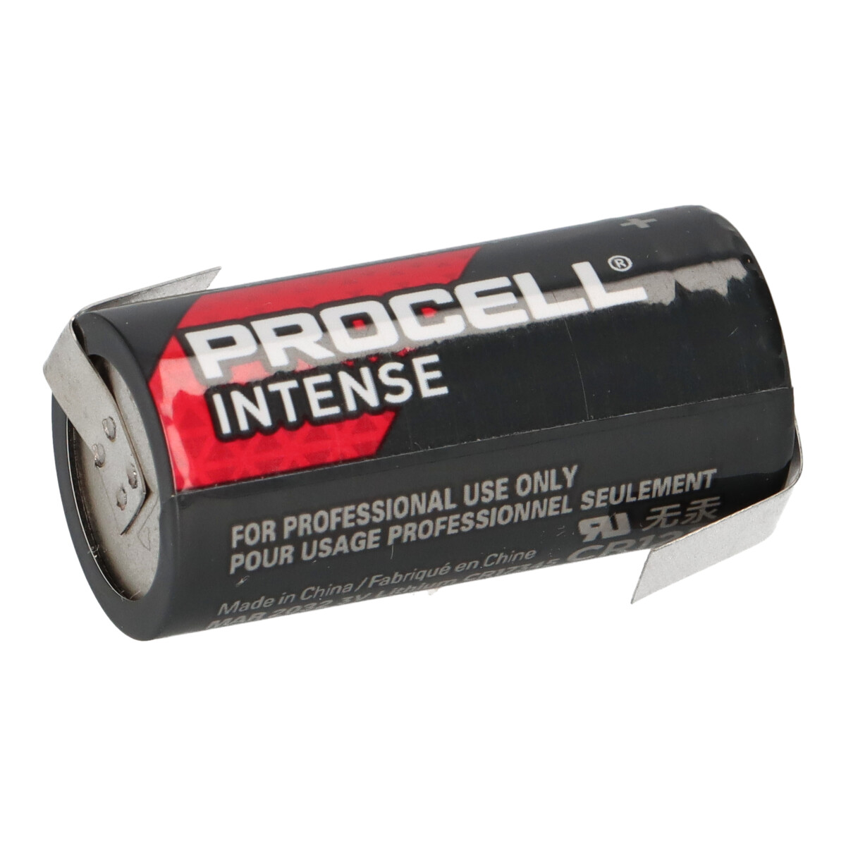 Procell Intense CR123A Lithium Batterie 3V 1600 mAh mit Z-Lötfahne – CR17345