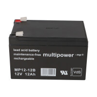 3x Multipower MP12-12B AGM Bleiakku 12V 12Ah – 36V 12A