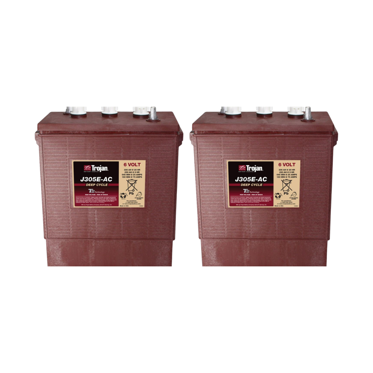 2x Traktionsbatterie Trojan J305E-AC 6V 305Ah Deep Cycle EUTR-Anschluss