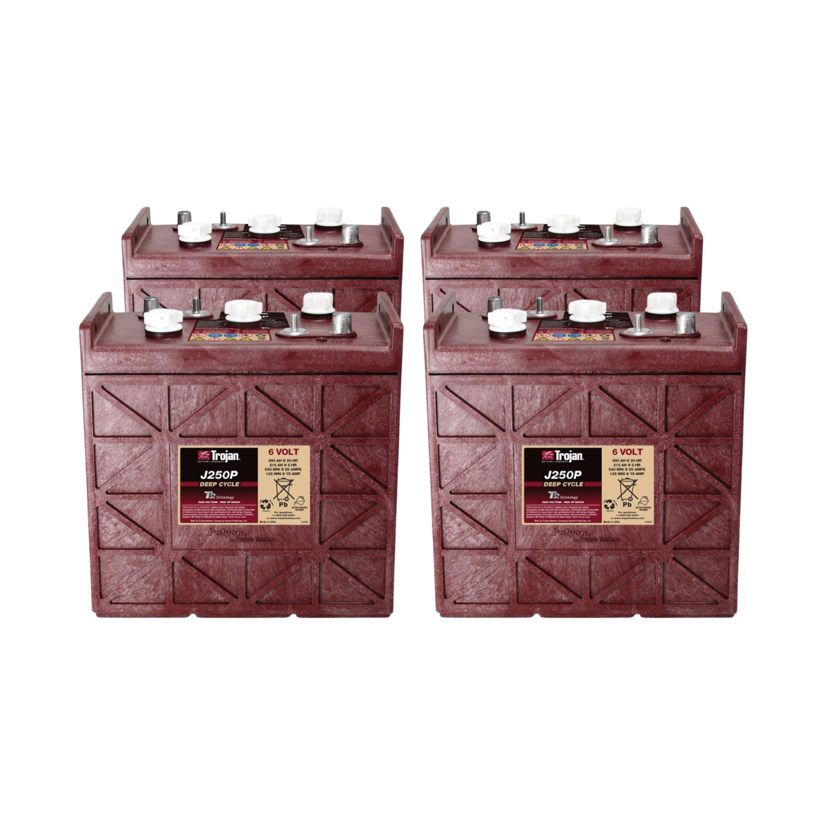 4x Traktionsbatterie Trojan J250P 6V 250Ah Deep Cycle DT-Anschluss