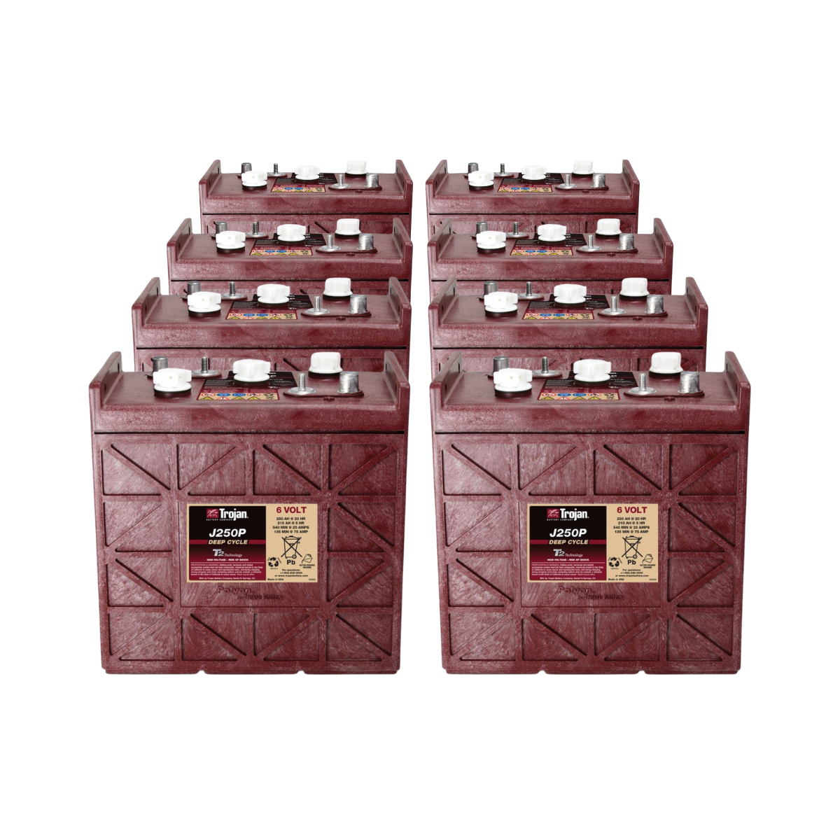 8x Traktionsbatterie Trojan J250P 6V 250Ah Deep Cycle DT-Anschluss