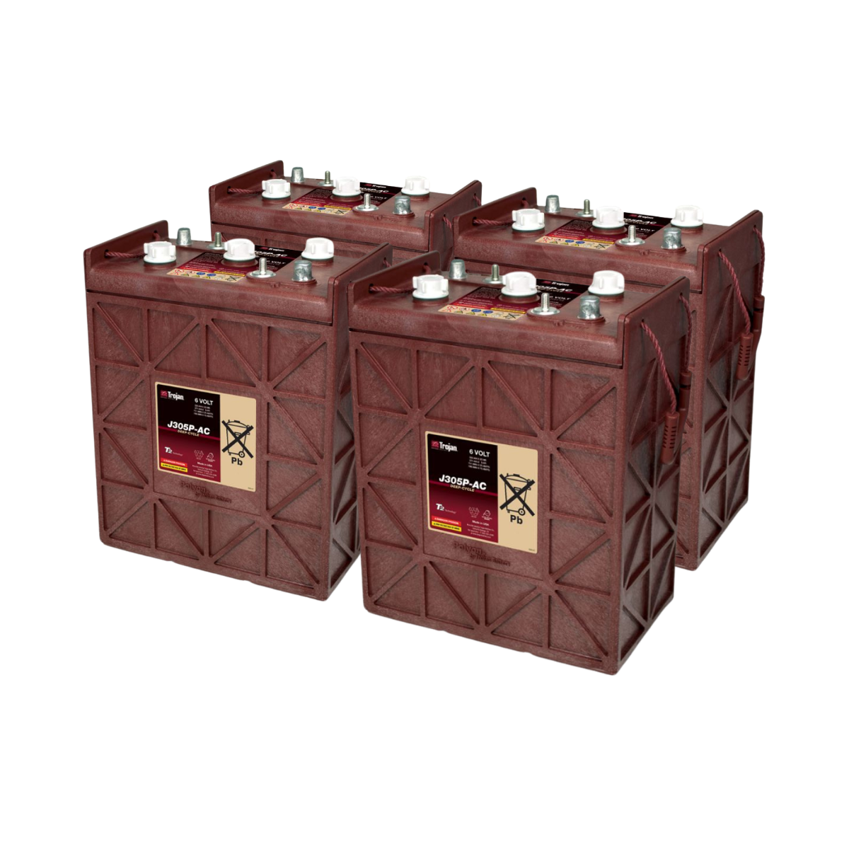 4x Traktionsbatterie Trojan J305P-AC 6V 330Ah Deep Cycle DT-Anschluss