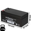 Multipower Blei-Akku MP3,4-12 Pb 12V 3,4Ah VdS G110046,...