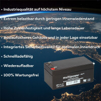 Multipower MP3,4-12 AGM Bleiakku 12V 3,4Ah Faston 4,8 mm f&u