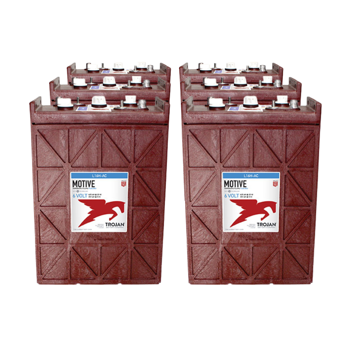 6x Traktionsbatterie Trojan L16H-AC 6V 435Ah Deep Cycle UT-Anschluss