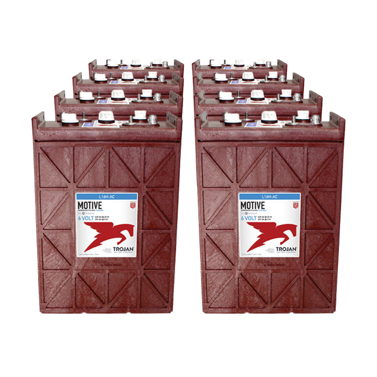 8x Traktionsbatterie Trojan L16H-AC 6V 435Ah Deep Cycle UT-Anschluss