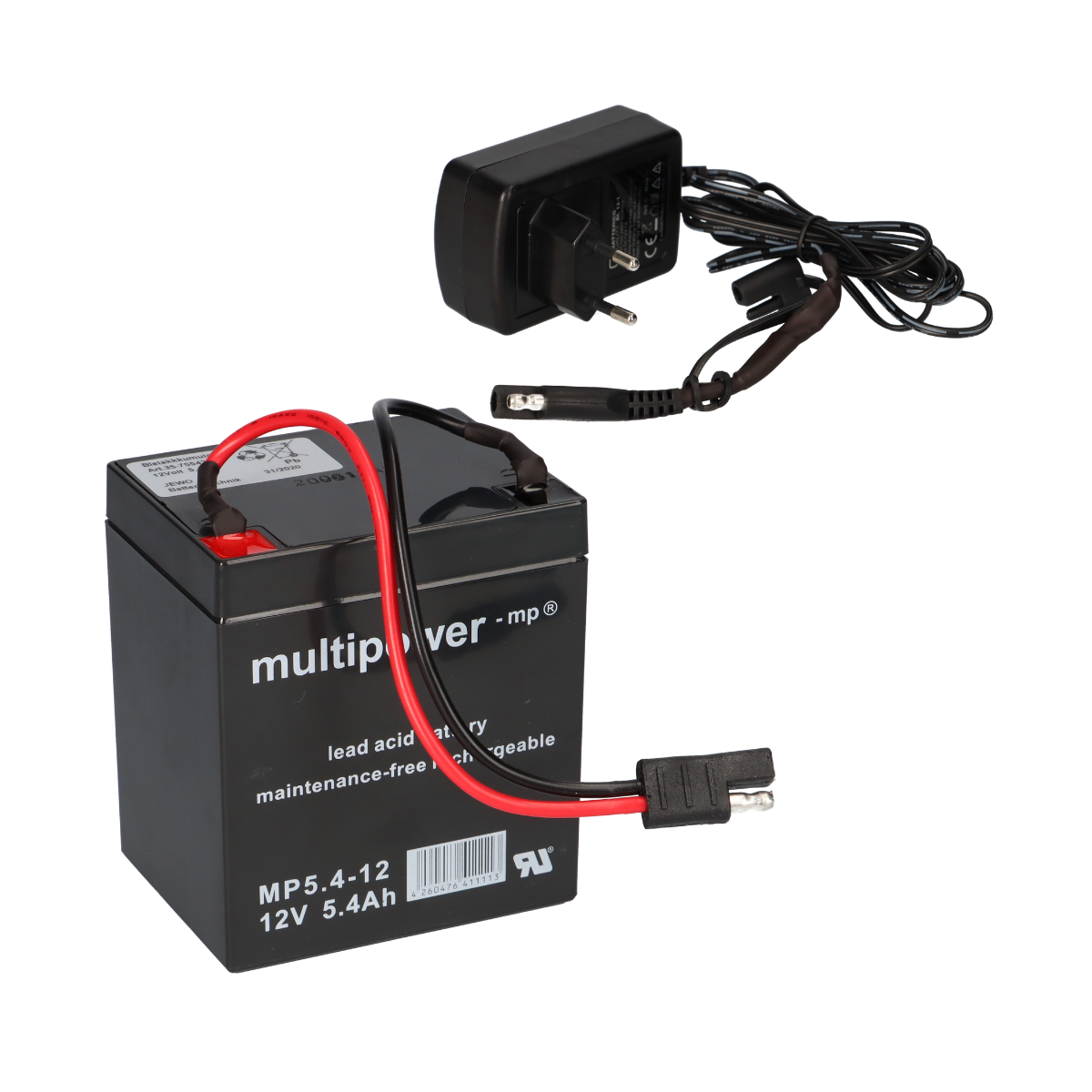 Multipower MP5,4-12 12V 5,4Ah Rasenmäher-Akku + BL 12-1 Ladegerät – für Sabo Vario E
