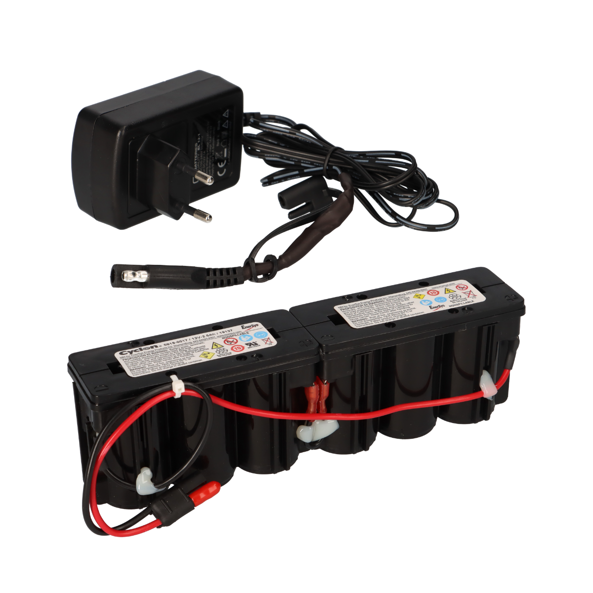 Hawker Cyclon 0819-0017 Monoblock 12V 2,5Ah Bleiakku mit Stecker + Ladegerät für Rasenmäher Akkus