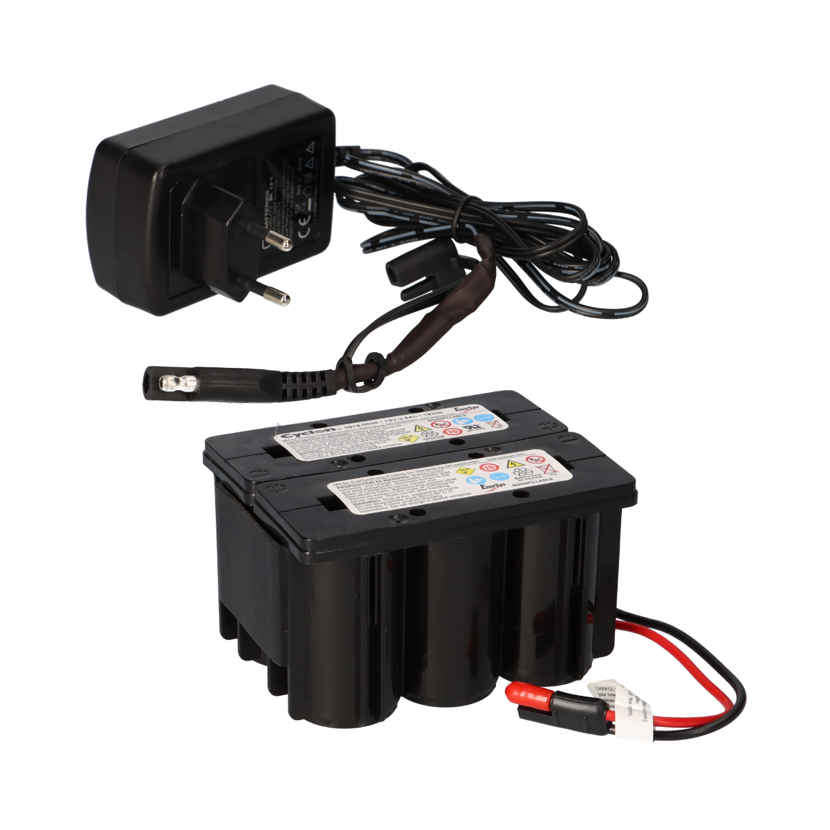 Hawker Cyclon 0819-0024 Monoblock 12V 2,5Ah Bleiakku mit Stecker + Ladegerät für Rasenmäher Akkus