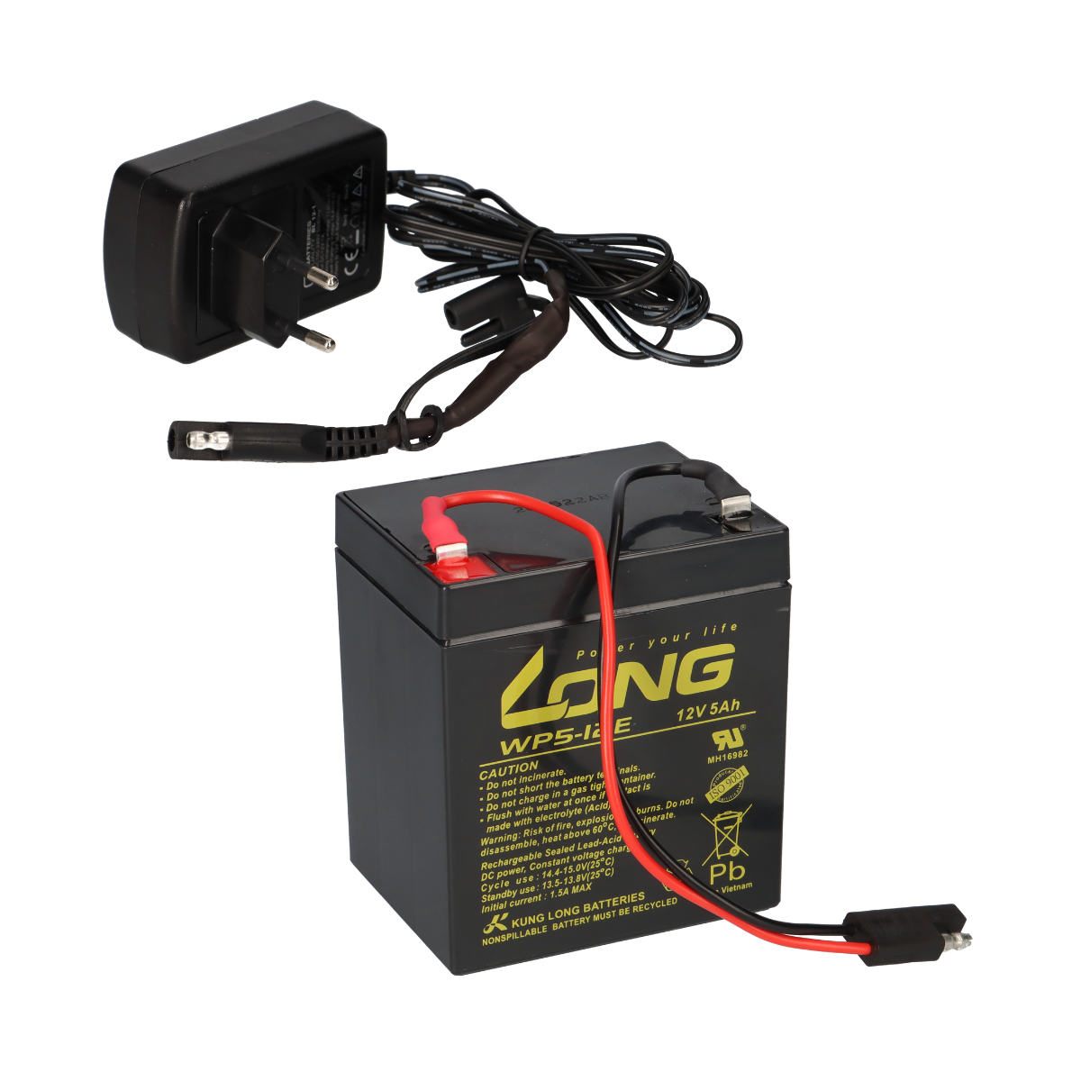 Kung Long WP5-12E 12V 5Ah Rasenmäher-Akku + BL 12-1 Ladegerät – für Sabo Vario E