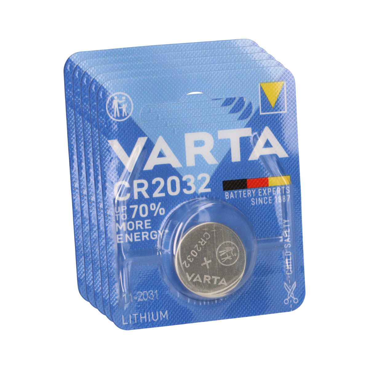 5x VARTA Lithium-Knopfzelle 3V CR 2032 DL 2032 ECR 2032 L14 EA - 2032C Lithium 5004LC