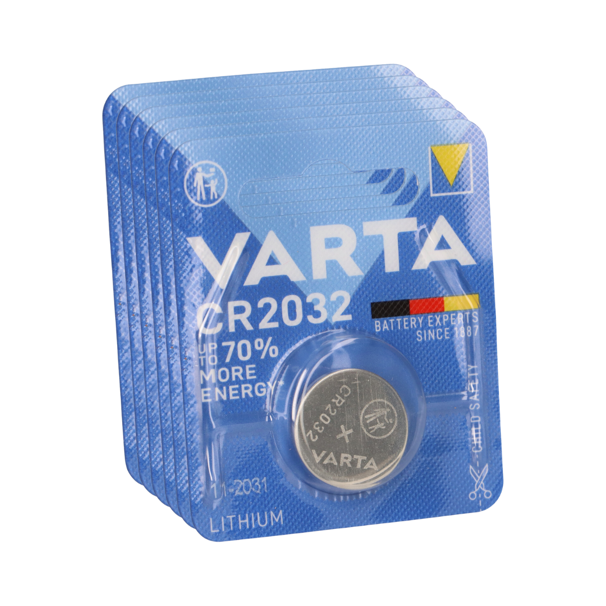 6x VARTA Lithium-Knopfzelle 3V CR 2032 DL 2032 ECR 2032 L14 EA - 2032C Lithium 5004LC